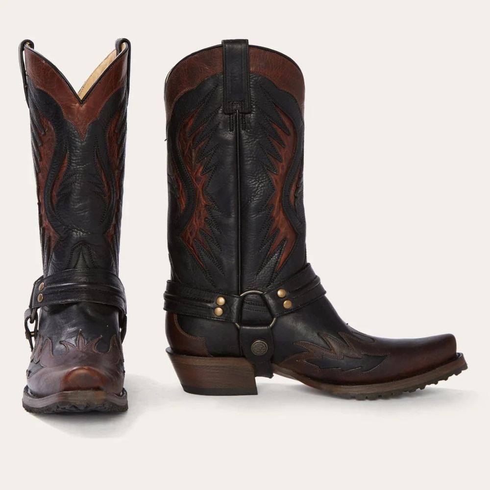 STETSON MEN'S BIKER OUTLAW OILED LEATHER COWBOY BOOT-Brown